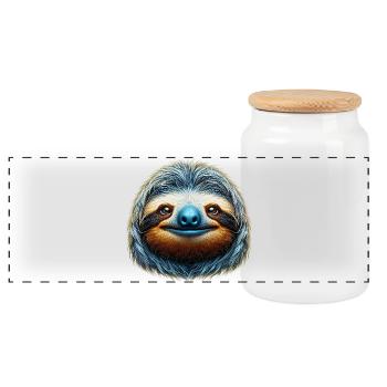 Sloth - Panoramic Cookie Jar with Wooden Lid - white - Front
