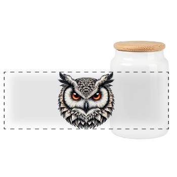 Hibou - Boîte à biscuits avec couvercle en bois - blanc - Devant