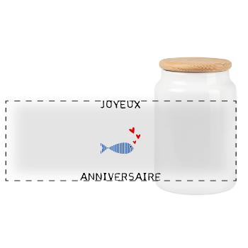 JOYEUX ANNIVERSAIRE - Boîte à biscuits avec couvercle en bois - blanc - Devant