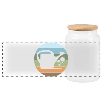 Watering Can Gardener Garden Love Flowers Plants - Panoramic Cookie Jar with Wooden Lid - white - Front