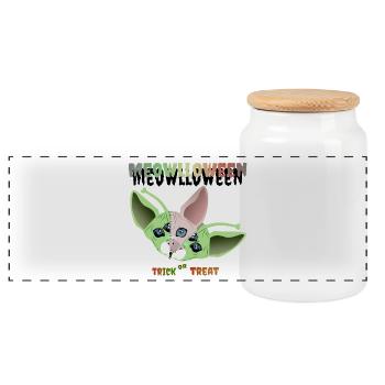 Masque extraterrestre chat sphinx - Boîte à biscuits avec couvercle en bois - blanc - Devant