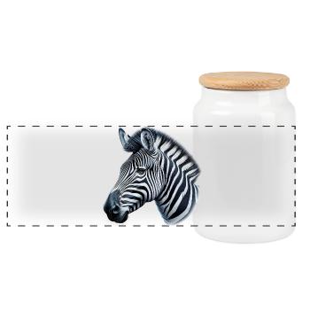 Zebra - Panoramic Cookie Jar with Wooden Lid - white - Front