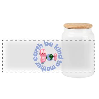 Cute kawaii figures - Panoramic Cookie Jar with Wooden Lid - white - Front