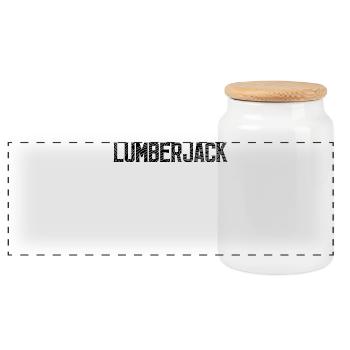 Woodwork Lumberjack Saying Tree Feller Solid Meter - Panoramic Cookie Jar with Wooden Lid - white - Front