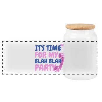 It's time for my blah blah party - Boîte à biscuits avec couvercle en bois - blanc - Devant