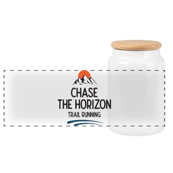 Trail Running - Chase The Horizon - Panoramic Cookie Jar with Wooden Lid - white - Front