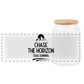 Trail Running - Chase The Horizon - Panoramic Cookie Jar with Wooden Lid - white - Front