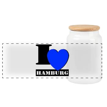 Hamburg , Tradition , Football ,i hard Hamburg (25) - Panoramic Cookie Jar with Wooden Lid - white - Front