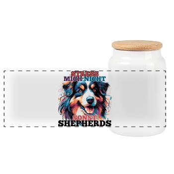 Australian Shepherd Stress mich nicht Geschenk - Panorama Keksdose mit Holzdeckel - Weiß - Vorne
