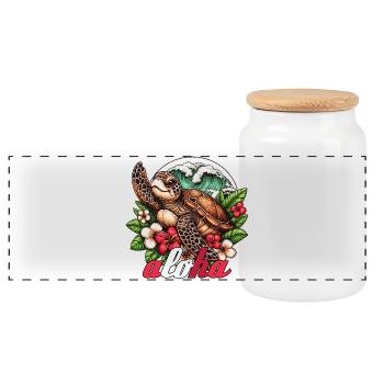 Aloha Schildkröte Hawaii Geschenk - Panorama Keksdose mit Holzdeckel - Weiß - Vorne