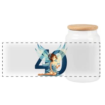 40 Years Fairy Elf Cute Birthday Gift - Panoramic Cookie Jar with Wooden Lid - white - Front