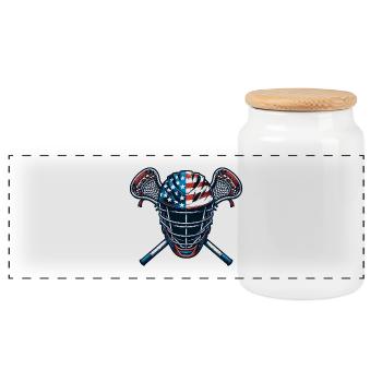 Casque de sport Lacrosse USA Flag - Boîte à biscuits avec couvercle en bois - blanc - Devant