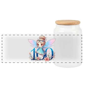 100 Years Fairy Elf Cute Birthday Gift - Panoramic Cookie Jar with Wooden Lid - white - Front