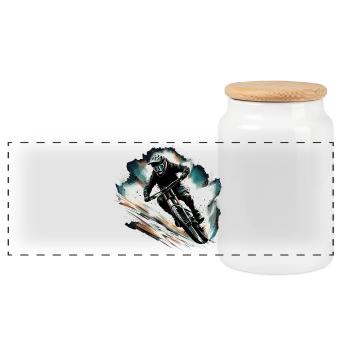 MTB Mountain Biking Mountain Bike Gift - Panoramic Cookie Jar with Wooden Lid - white - Front