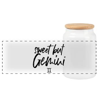 Sweet But GEMINI Zwillinge Sternzeichen - Panorama Keksdose mit Holzdeckel - Weiß - Vorne