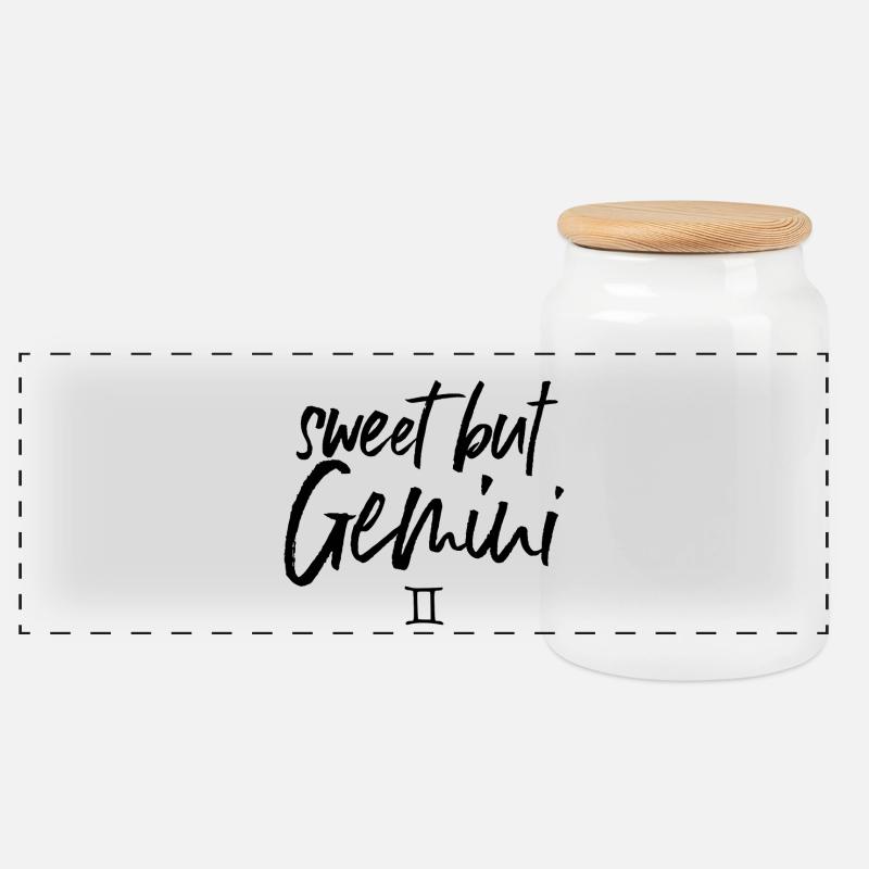 Sweet But GEMINI Zwillinge Sternzeichen - Panorama Keksdose mit Holzdeckel - Weiß