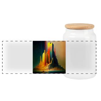 Megalopolis 03 - Panoramic Cookie Jar with Wooden Lid - white - Front