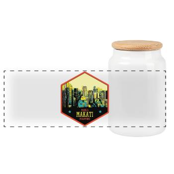 Leuchtende Skyline: Makati, Manila, Philippinen - Panorama Keksdose mit Holzdeckel - Weiß - Vorne