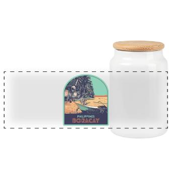 Heaven on Earth: Boracay, Philippines - Panoramic Cookie Jar with Wooden Lid - white - Front