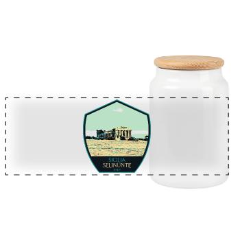 Illustration Greek Temple in Selinunte, Sicily - Panoramic Cookie Jar with Wooden Lid - white - Front