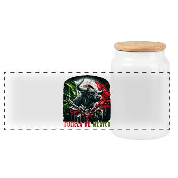 Design de corrida au Mexique - Boîte à biscuits avec couvercle en bois - blanc - Devant