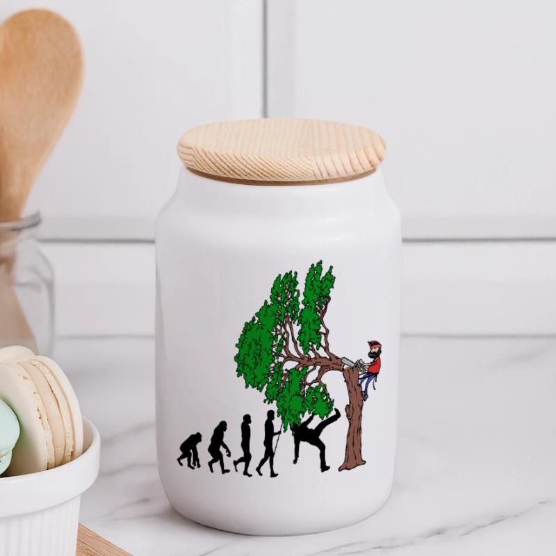 Tree Evolution Bois Bûcheron Forêt de bûcherons Boîte à biscuits avec couvercle en bois