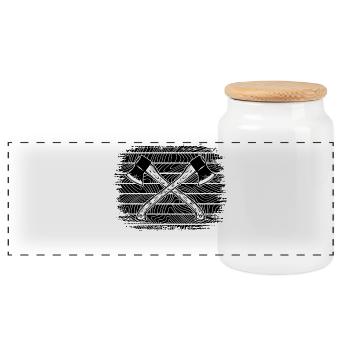 axe, woodwork, woodwork, lumberjack, forester - Panoramic Cookie Jar with Wooden Lid - white - Front