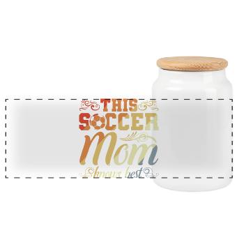 Maman de football - Boîte à biscuits avec couvercle en bois - blanc - Devant
