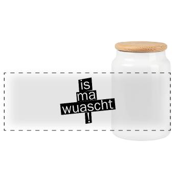 WhatsApp Fragmented Typography - Panoramic Cookie Jar with Wooden Lid - white - Front