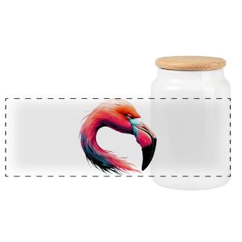 Flamingo - Panoramic Cookie Jar with Wooden Lid - white - Front