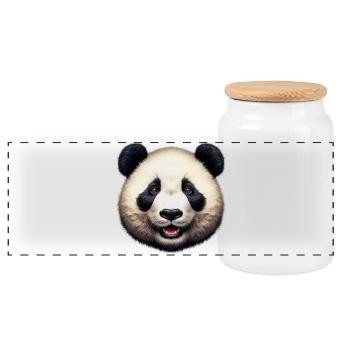 Panda - Panorama Keksdose mit Holzdeckel - Weiß - Vorne