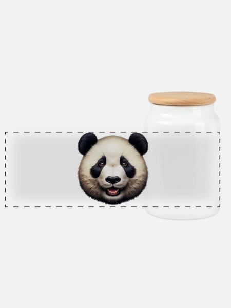 Panda - Panorama Keksdose mit Holzdeckel - Weiß