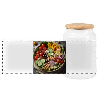 Délicieuse salade méditerranéenne - Boîte à biscuits avec couvercle en bois - blanc - Devant
