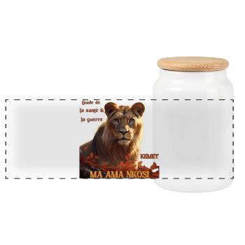 MA AMA NKOSI - KEMET - Boîte à biscuits avec couvercle en bois - blanc - Devant