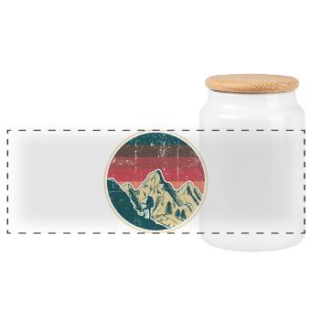 Alpine Hiker Retro Sonnenuntergang - Panorama Keksdose mit Holzdeckel - Weiß - Vorne