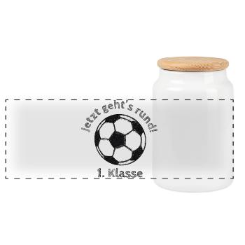 School enrolment - Soccer - 1st grade - Panoramic Cookie Jar with Wooden Lid - white - Front