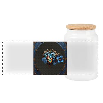 Awesome Steampunk Heart - Panoramic Cookie Jar with Wooden Lid - white - Front