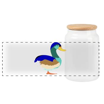 Pretty Colorful Mallard - Panoramic Cookie Jar with Wooden Lid - white - Front