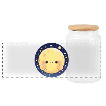 The Smiling Moon - Panoramic Cookie Jar with Wooden Lid - white - Front