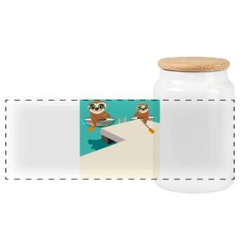 CANOË KAYAK PARESSEUX SUR LA PLAGE - Boîte à biscuits avec couvercle en bois - blanc - Devant