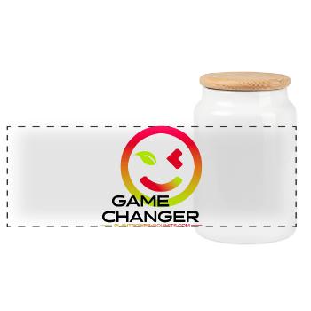 GAME CHANGER | Plant Power - No Limits - Panorama Keksdose mit Holzdeckel - Weiß - Vorne