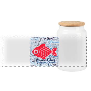 FISH. APRIL FOOL. HOLIDAY. SUMMER. HUMOR - Panoramic Cookie Jar with Wooden Lid - white - Front
