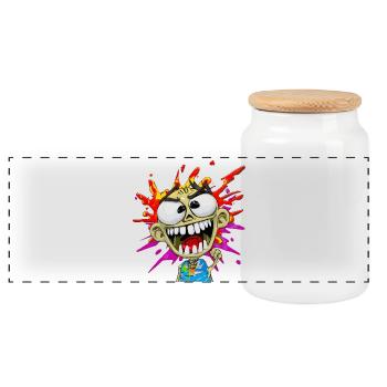 Charakterzeichnung Urban Cartoon - Graffiti-Künstler - Panorama Keksdose mit Holzdeckel - Weiß - Vorne