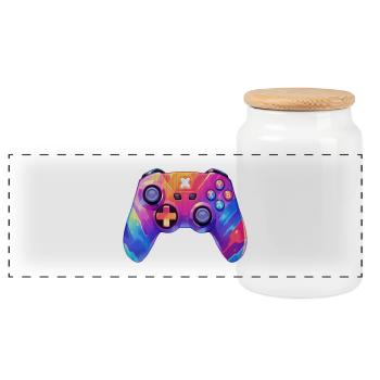 Pixel-Art-Videospiel-Controller - Panorama Keksdose mit Holzdeckel - Weiß - Vorne