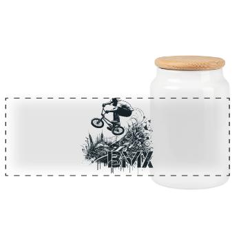 BMX Bike Fahrrad Trick Stadt Geschenk - Panorama Keksdose mit Holzdeckel - Weiß - Vorne