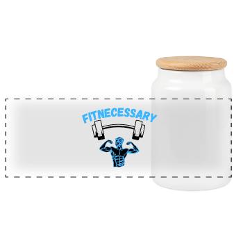 FitNecessary - Panorama Keksdose mit Holzdeckel - Weiß - Vorne