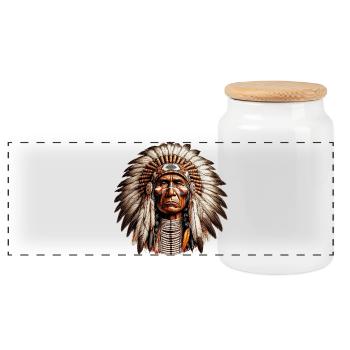 Amérindien Peau rouge d’Amérique - Boîte à biscuits avec couvercle en bois - blanc - Devant
