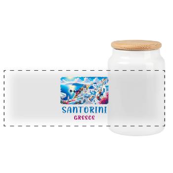 Santorini Griechenland Ozean Urlaub Reisen - Panorama Keksdose mit Holzdeckel - Weiß - Vorne