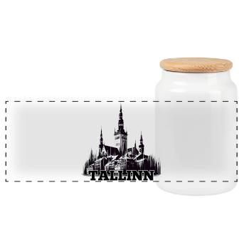 Tallinn Hauptstadt Estland Baltikum Geschenk - Panorama Keksdose mit Holzdeckel - Weiß - Vorne