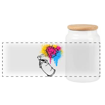 Graffiti Sprayer Spraydose Zeichnen Illustration - Panorama Keksdose mit Holzdeckel - Weiß - Vorne
